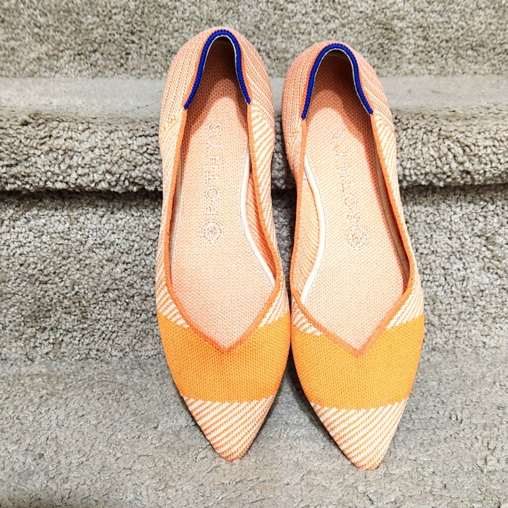Rothy's to the Point Orange Sherbert Flats